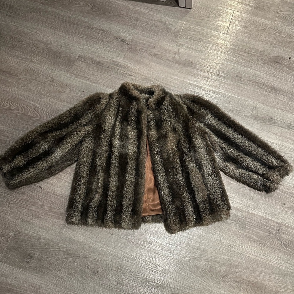 Elegant Brown Faux Fur Jacket